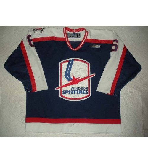 Custom OHL Windsor Spitfires 1993 00 6 Tim Gleason Hockey Jersey Road Blue